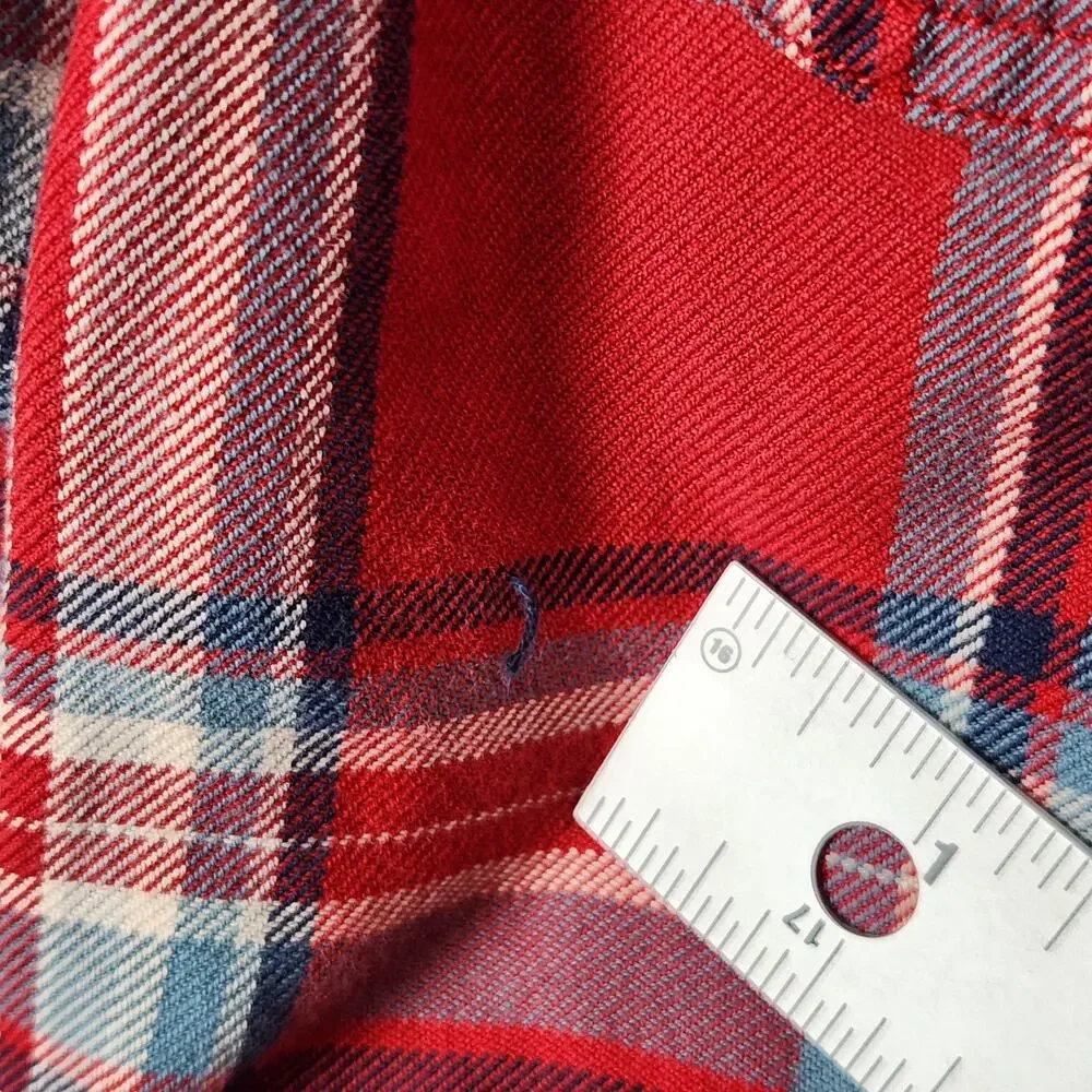 J CREW Shirt Mens Medium Red Plaid 100% Cotton Button Up Long Sleeve Flannel
